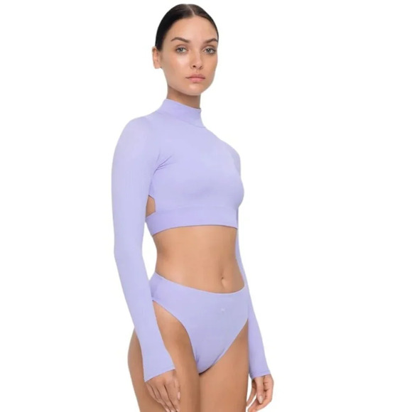 Makara Wear Tomoe Long Sleeve Top and High Waist Bottoms Lilac Large Top Med Bot - Picture 1 of 11